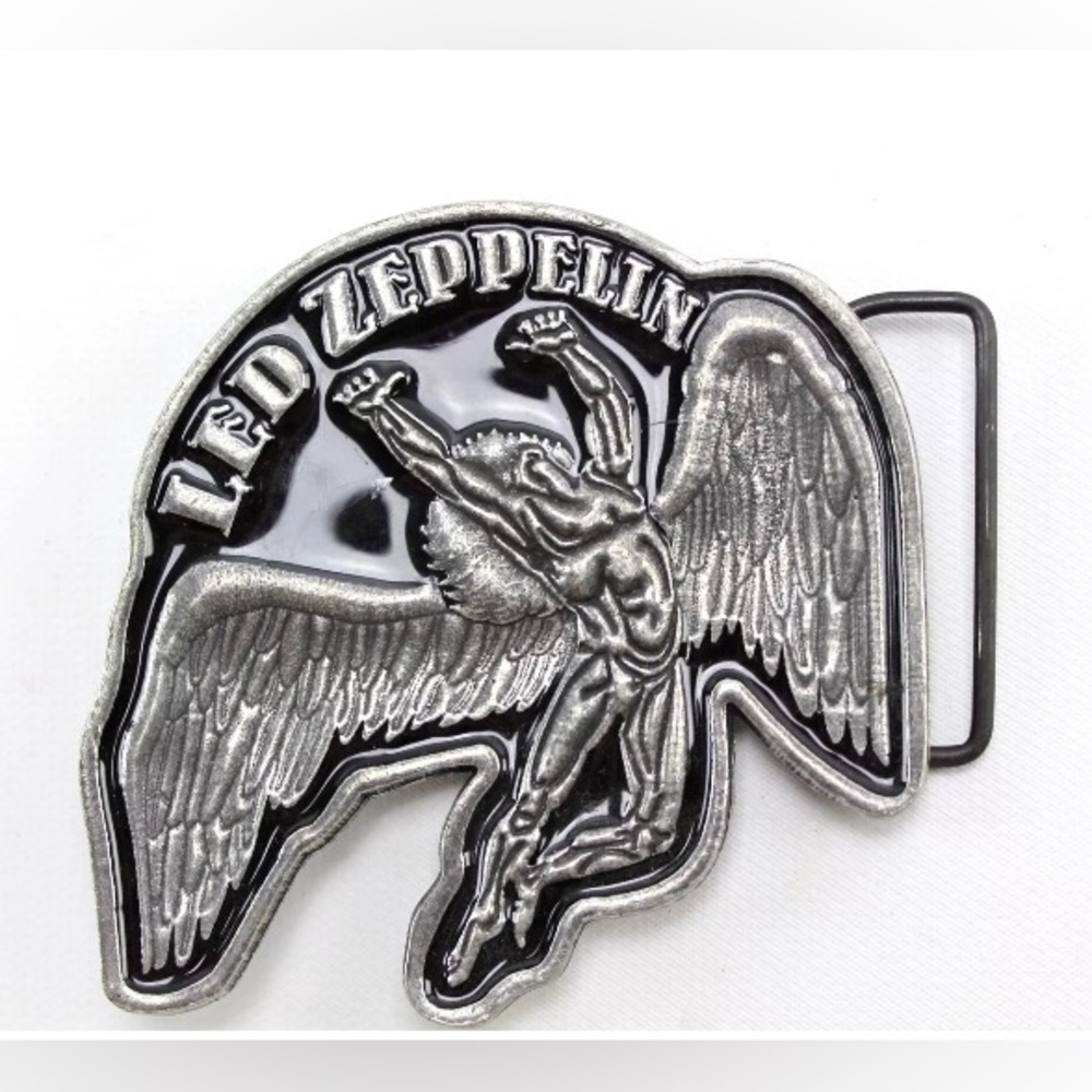 Led Zeppelin Vintage Fallen Angel Wings 2004 Black Enamel Belt Buckle Myth Gem